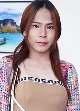 Slim Bangkok Ladyboy makes her amateur trans porn debut in grand style